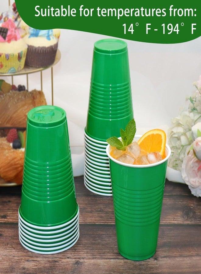 BONSINY 200 Count Green Plastic Cups - Green Disposable Cups for Party Birthday Picnics St Patricks Day (16 oz) - Image 3